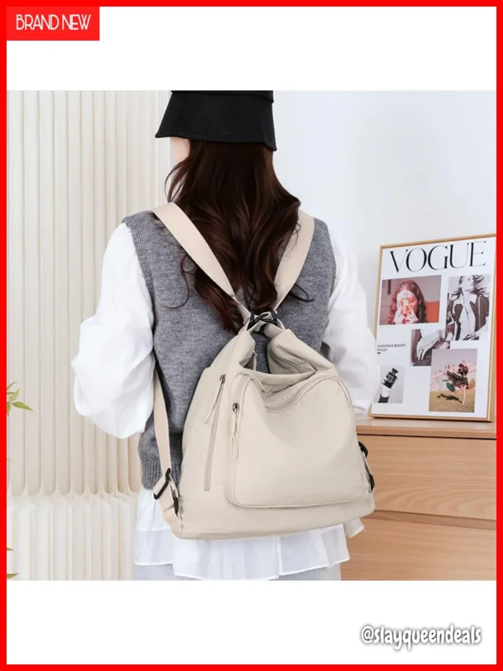 Nylon Convertible Backpack Tote Hobo Bag